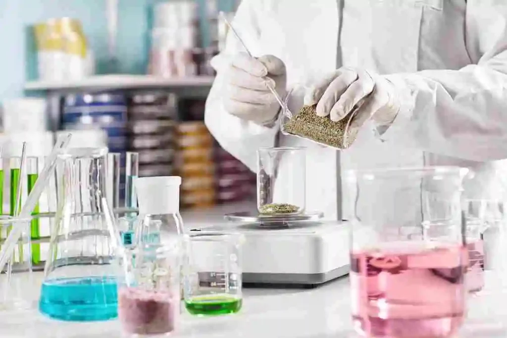 Rooh Etibb herbal ingredients being tested in laboratory for quality control