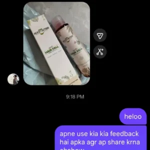 Roohetibb anti hair fall oil customer review showing hair fall control and second bottle purchase in Pakistan